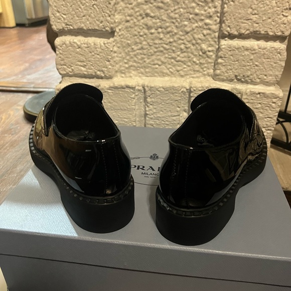 Prada Chocolate Patent Calfskin Loafers. Like new- in box. Black. Size 8.5. - Picture 10 of 14